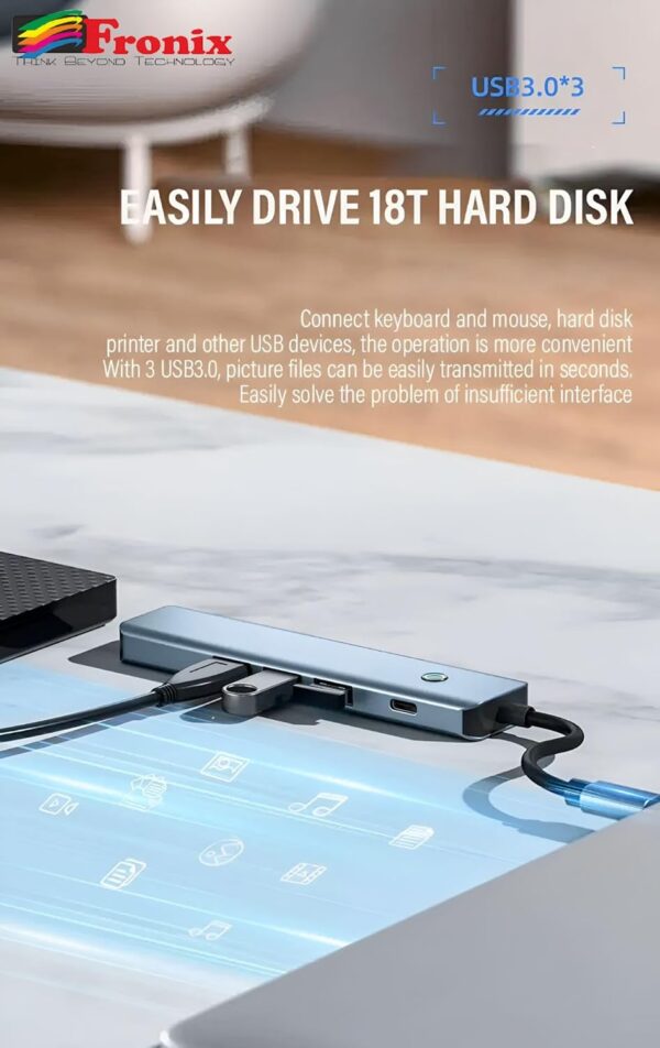 5-in-1 USB-C Hub Adapter with 3 USB 3.0 Ports