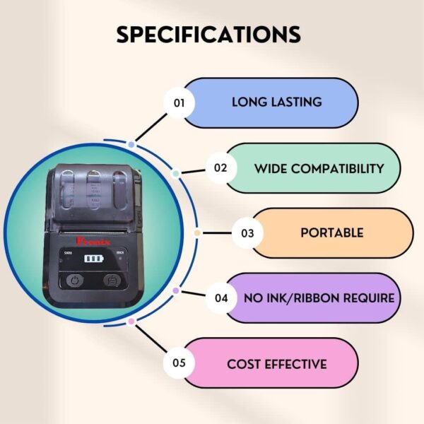 58mm Mobile Thermal Lable Printer with Bluetooth