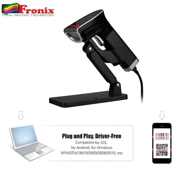 2D Wired Scanner with Stand, Handheld 2D Barcode Scanner QR/CCD Code Barcode Scanner for Shops, Supermarkets, Convenience Stores, Warehouses,Logistics- BIS Approved (Stand Also Included)