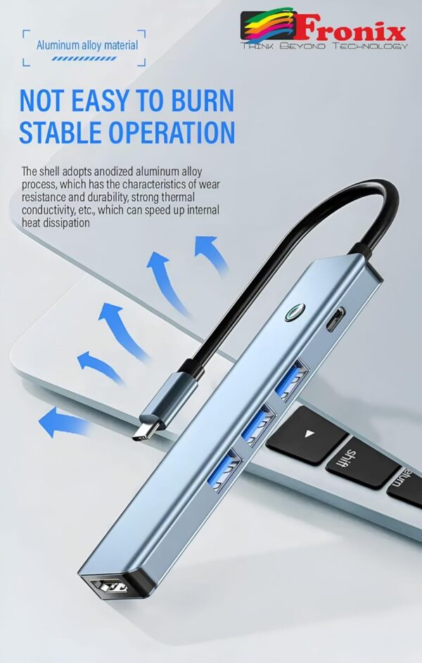 5-in-1 USB-C Hub Adapter with 3 USB 3.0 Ports
