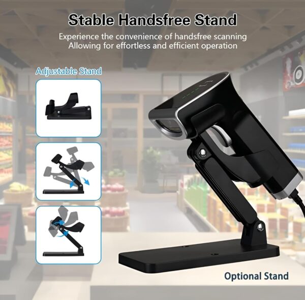 2D Wired Scanner with Stand, Handheld 2D Barcode Scanner QR/CCD Code Barcode Scanner for Shops, Supermarkets, Convenience Stores, Warehouses,Logistics- BIS Approved (Stand Also Included)