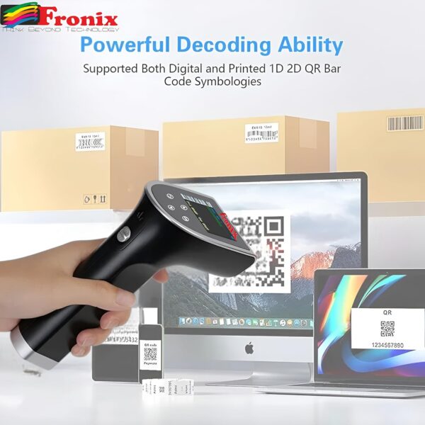 FB1300W Pro is a Versatile 2.4GHz Wireless Barcode Scanner, Supporting 1D and 2D barcodes and QR Codes. Offers Wired/2.4G /Bluetooth Modes with Integrated Lighting and Digital Display.