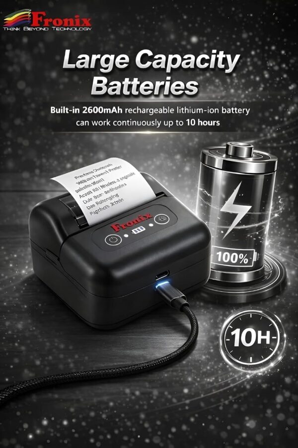 3-Inch Portable Thermal Receipt Printer, Blue-Tooth & USB | Mini Mobile POS Printer for Android, iOS, Windows | 80mm Printing Width