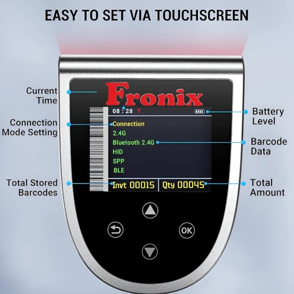 FB1300W Pro is a Versatile 2.4GHz Wireless Barcode Scanner, Supporting 1D and 2D barcodes and QR Codes. Offers Wired/2.4G /Bluetooth Modes with Integrated Lighting and Digital Display.