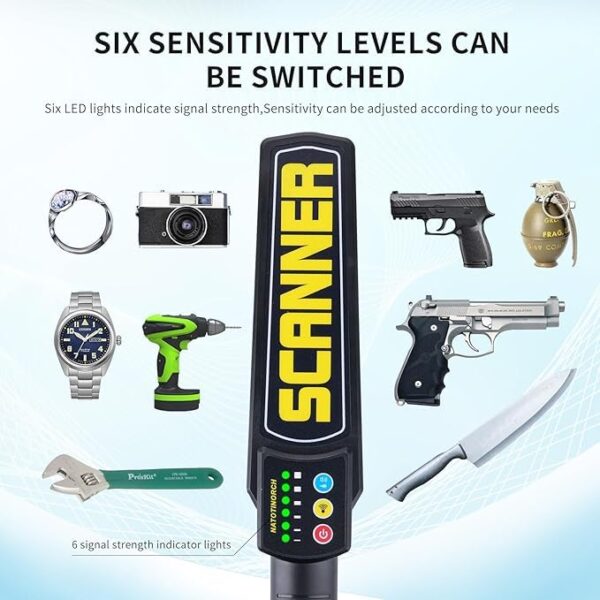 Version 1.0.0 Handheld Metal Detector High Sensitivity | Rechargeable with inbuilt 1800mAh Battery & Charger | Audio, Vibration & LED Alerts | Security Scanner for Airports, Malls, Schools & Banks