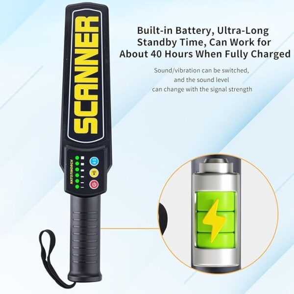 Version 1.0.0 Handheld Metal Detector High Sensitivity | Rechargeable with inbuilt 1800mAh Battery & Charger | Audio, Vibration & LED Alerts | Security Scanner for Airports, Malls, Schools & Banks