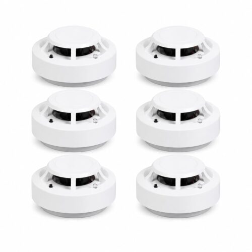 Pack of 6 Smoke Detector Alarm, White Photoelectric Fire Alarm Sensor, Ceiling Mount, Easy Installation