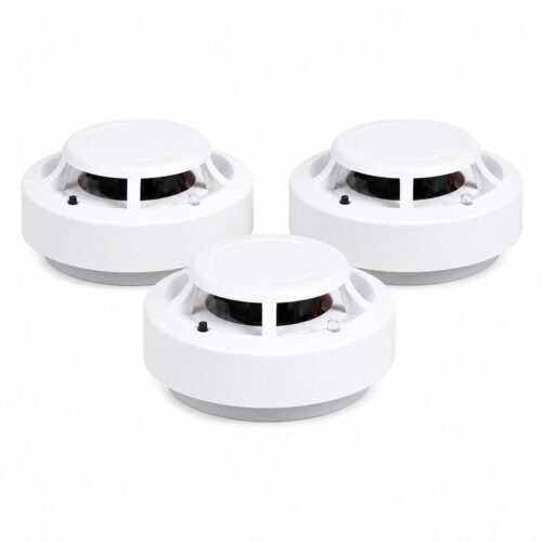 Smoke Detector Alarm, Pack of 3, White Photoelectric Fire Alarm Sensor, Ceiling Mount