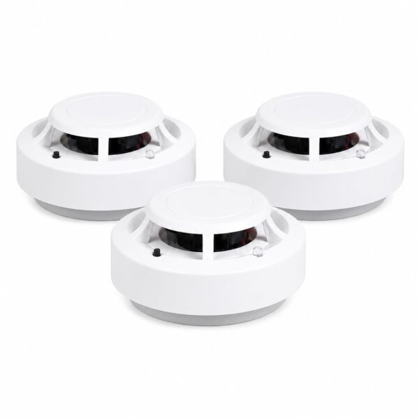 Smoke Detector Alarm, Pack of 3, White Photoelectric Fire Alarm Sensor, Ceiling Mount