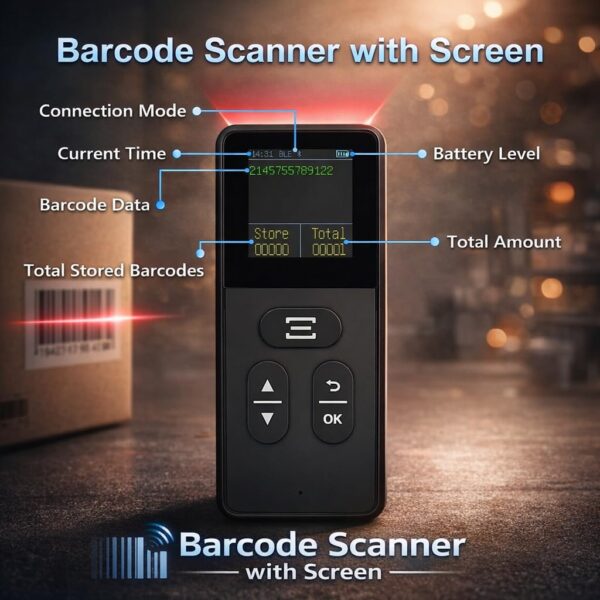 Version 1.0.0 Pro 3-in-1 Wireless Barcode Scanner with LCD Digital Display