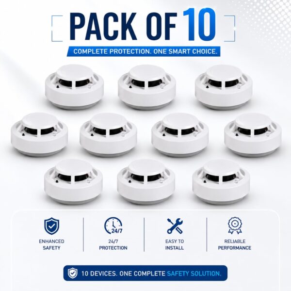 Version 1.0.0 Smoke Detector Alarm, Pack of 10 Photoelectric Fire Alarm Sensor, Ceiling Mount, Easy Installation