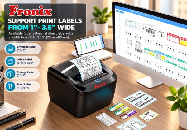 FX-TP80 Pro 3 Inch Thermal Label & Receipt Printer, 80mm, Black