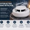 Pack of 6 Smoke Detector Alarm, White Photoelectric Fire Alarm Sensor, Ceiling Mount, Easy Installation