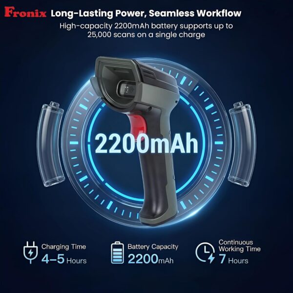 71U7f5P729L._SL1500_ (1) 1800W Wireless 2D & 1D Barcode Scanner Bluetooth 5.0 & 2.4G QR Code Reader, CMOS Sensor, TFT Color Screen, Auto Induction Scanning, 2 Year Warranty