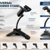 Barcode Scanner Stand Holder, Universal Hands-Free Desktop Mount for 1D & 2D Barcode Scanners, Adjustable for POS, Retail Store, Supermarket & Warehouse