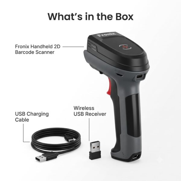 1600 Wireless 2D & 1D Barcode Scanner Bluetooth 5.0 & 2.4G QR Code Reader, CMOS Sensor, Auto Induction Scanning, 2 Year Warranty