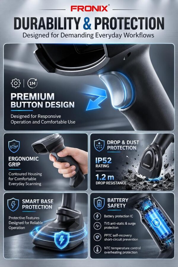 FB1500W Wireless Barcode Scanner with Smart Base
